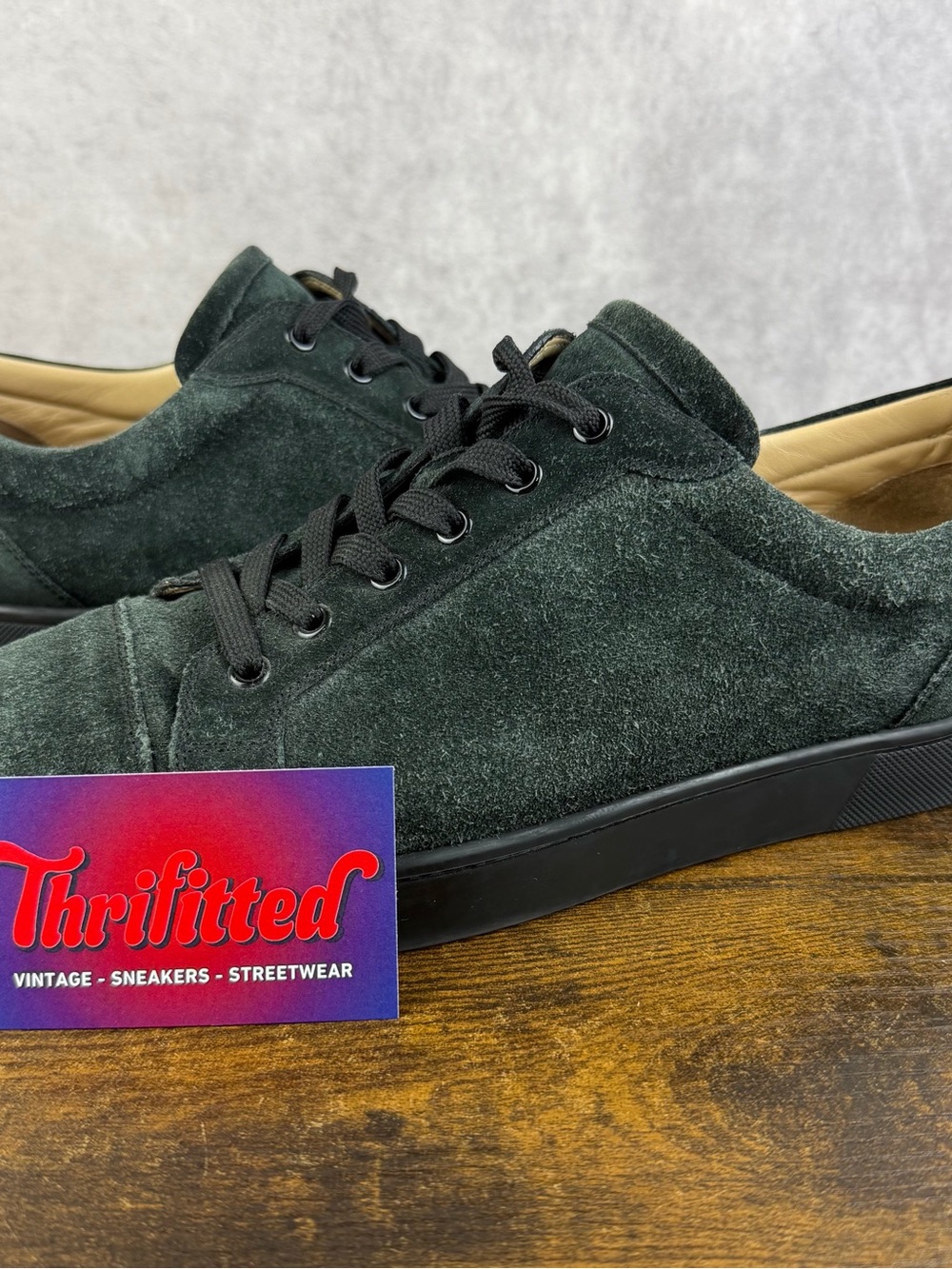 Christian Louboutin Louis Junior Suede Black Size 12 US / 45 EU Designer Shoes